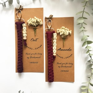 Wedding Favors For Bridesmaids, Bridesmaid Proposal Items, Bachelorette Gifts For Bridesmaids, Bridesmaid Box Ideas, Macrame Name Keychain