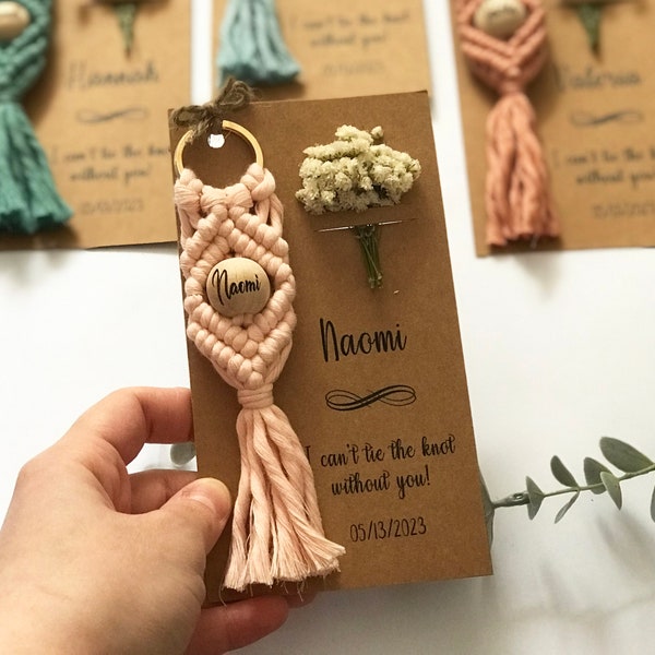 Personalized Will You Be My Bridesmaid Gifts, Tie The Knot Gifts For Bridesmaids, Maid of Honor Gifts, Trauzeugin Geschenk, Macrame Keychain