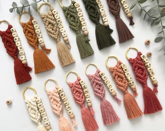 Boho Macrame Keychain, Boho Backpack Charm, Macrame Bag Accessories, Bag Charm, Boho Baptism Favors, Christening Favors, Boho Accessories