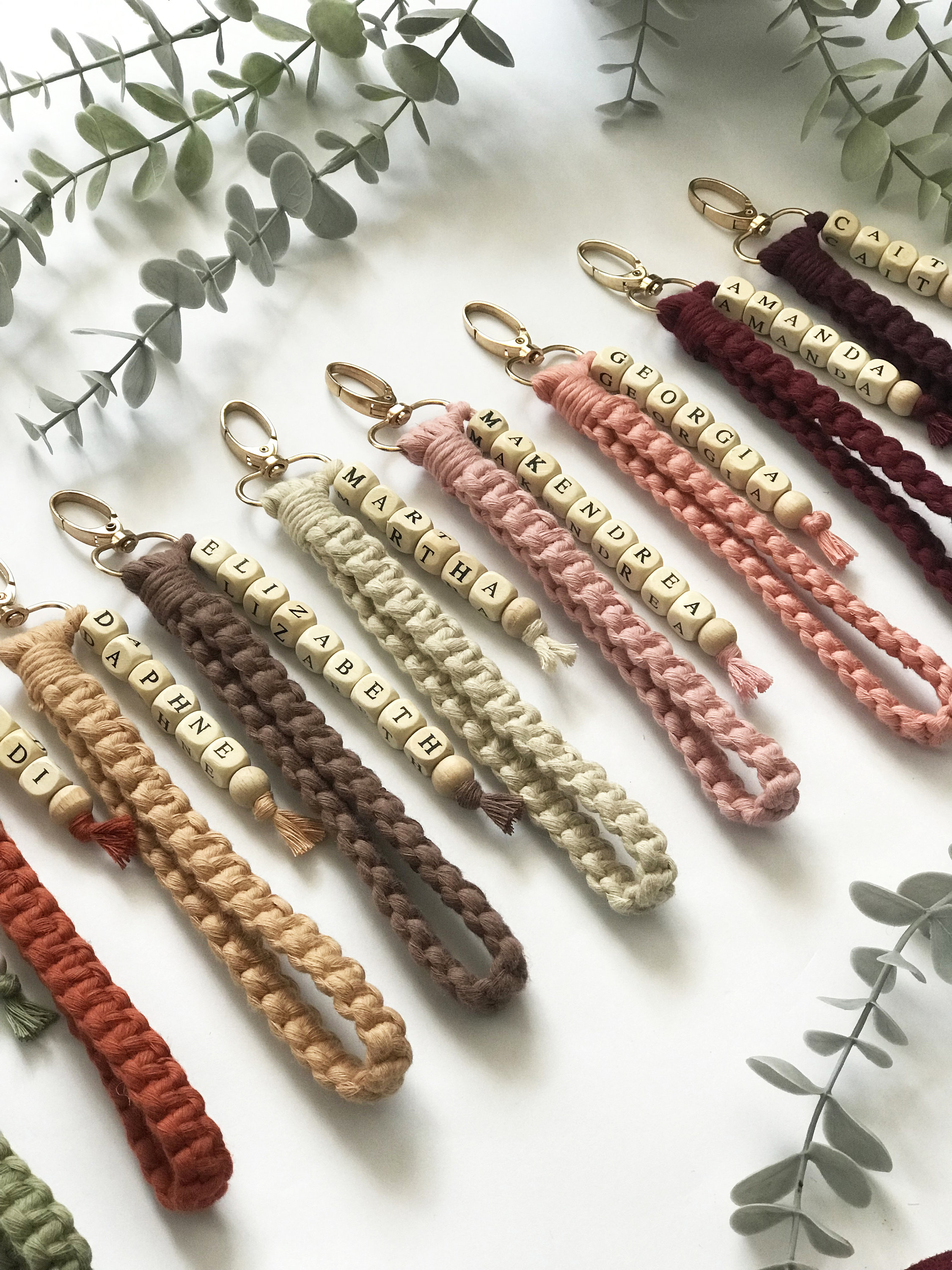 Macrame Wristlet Name Keychain, Boho Bracelet Name Keychain, Will You Be My Bridesmaid Gift, Bridesmaid Box Gifts, Bridesmaid Proposal Items