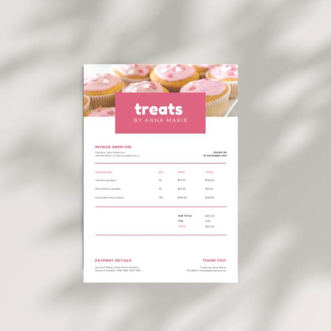 Bakery Invoice Template | Editable Canva Form for Cake Orders (instant ...
