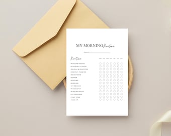 Morning Planner Printable | Daily Planner | Habit Tracker | Self Care Checklist | That Girl Morning | Productivity Planner PDF