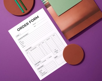 Small Business Order Form Template | Customer Order Invoice Form | Product Order Sheet Editable | Business Sales Order Template