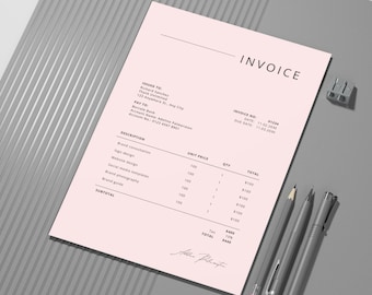 Minimalist Invoice Template | Editable Canva Invoice for Small Business, Client & Services Billing Form