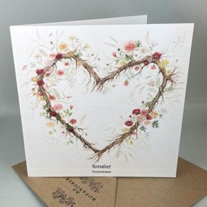 Carte de novembre, mois de naissance, chrysanthème, fleur - imprimée à partir d'une aquarelle originale peinte à la main - Option personnalisée - intérieur vierge