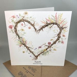 Carte de fleurs du mois de naissance du glaïeul et du pavot d'août - imprimée à partir d'une aquarelle originale peinte à la main - option personnalisée - intérieur vierge
