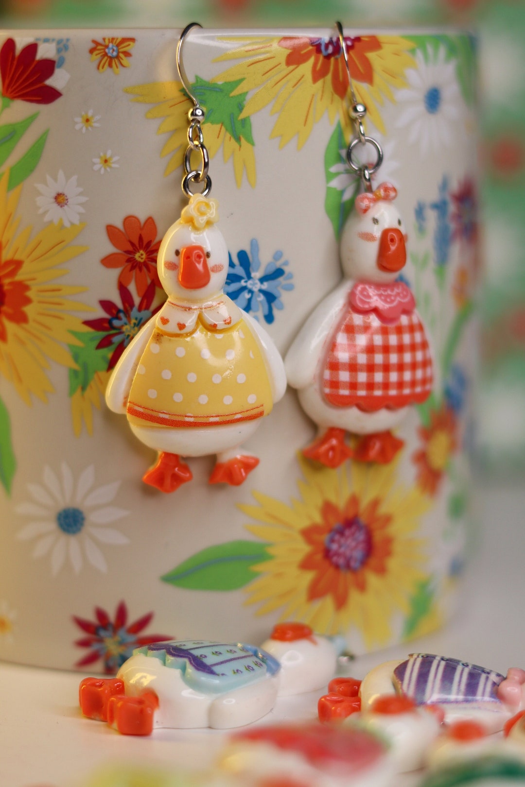 Colorful Not Ducks Resin Fun Dangle Earrings | Goose Earings | Cute and ...