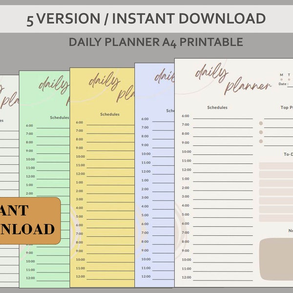 Minimalist Daily Planner Printable I One Page Daily Planner I Daily To Do List for Work/Home I Productivity Planner I A4 Printable PDF