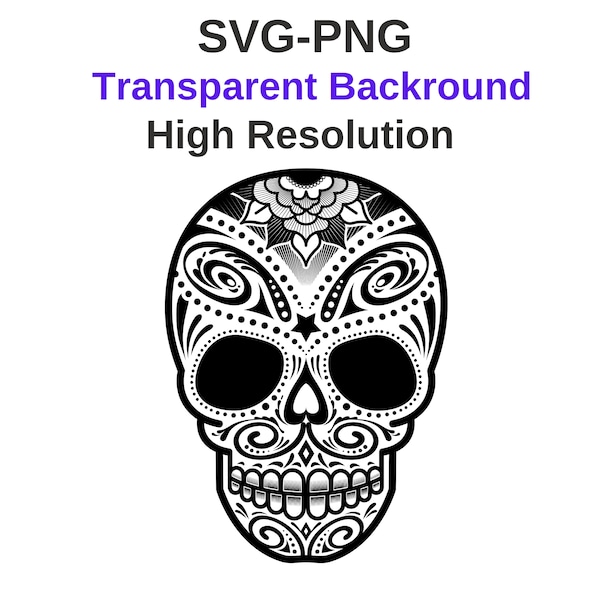 Mexican skull svg png I Gothic skull I Day of the dead skull Svg I Cricut silhouette I Skeleton head png svg I Mexican skull Flowers