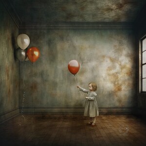 Digital Background, Digital Painting Background, Background for Composition, room with balloons