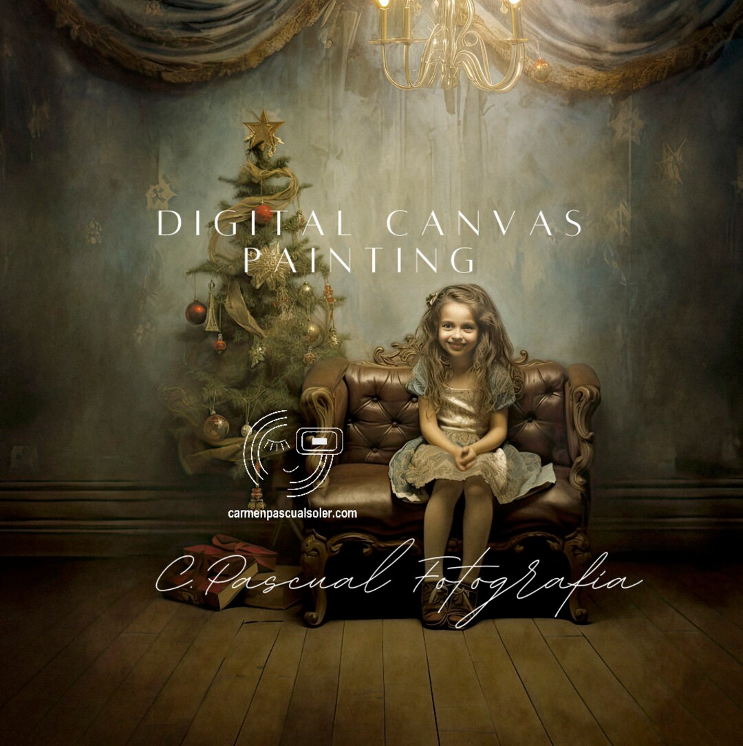 Rustic Christmas Digital Backdrop With a Chair, White Christmas ...