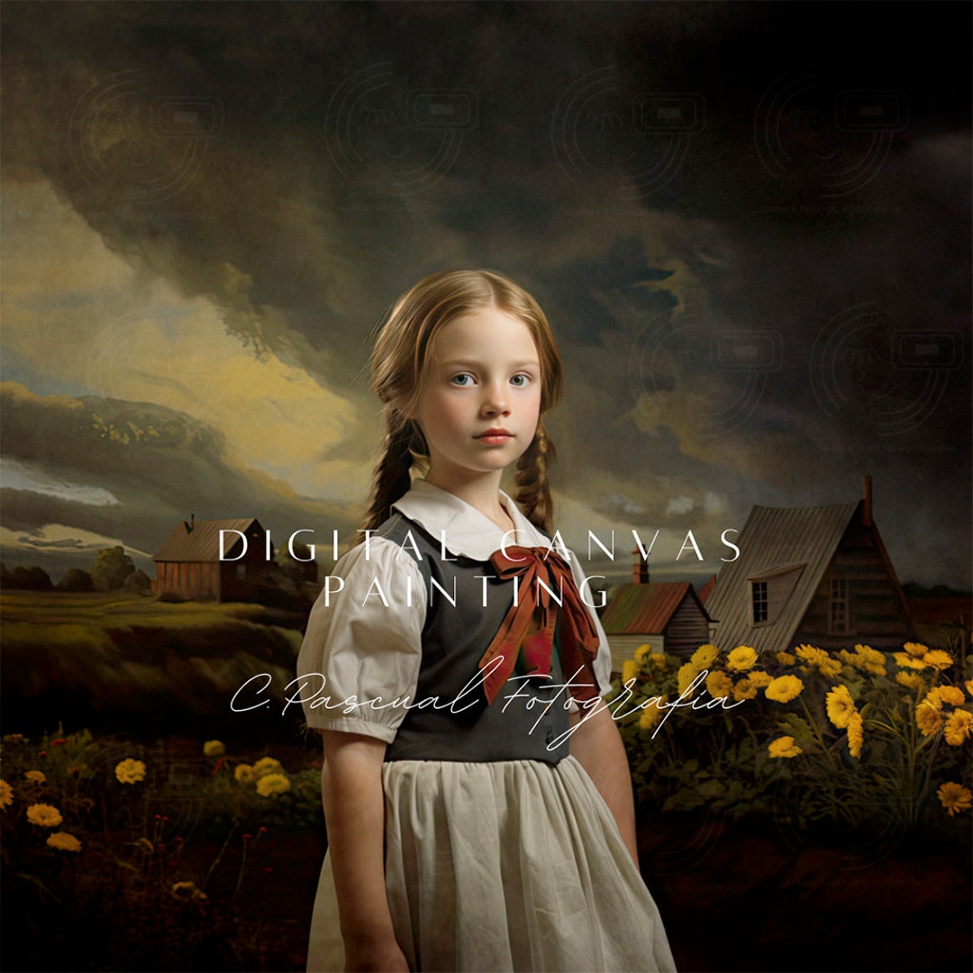 Old Masters Landscape With Houses Digital Background for Composite