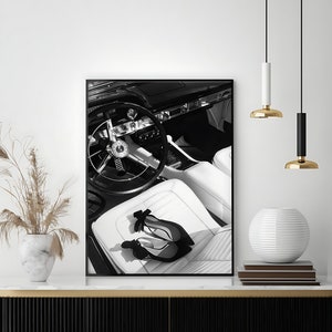 Vintage Car Poster, Black and White, Fashion Print, High Heels, Feminist Wall Art, Teen Girl Room Decor, Printable Wall Art, Luxury Prints