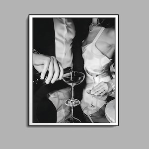 Plakat Martini In Los Angeles, czarno-biały, wydruk artystyczny, sztuka ścienna Martini, pobieranie cyfrowe, sztuka ścienna Cocktail, wystrój baru w stylu vintage