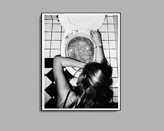 After the Disco Party Print, Black and White, Funny Bathroom Wall Art, Bar Poster, Girls Bathroom Decor, Teen Girl Bedroom, Digital Download
