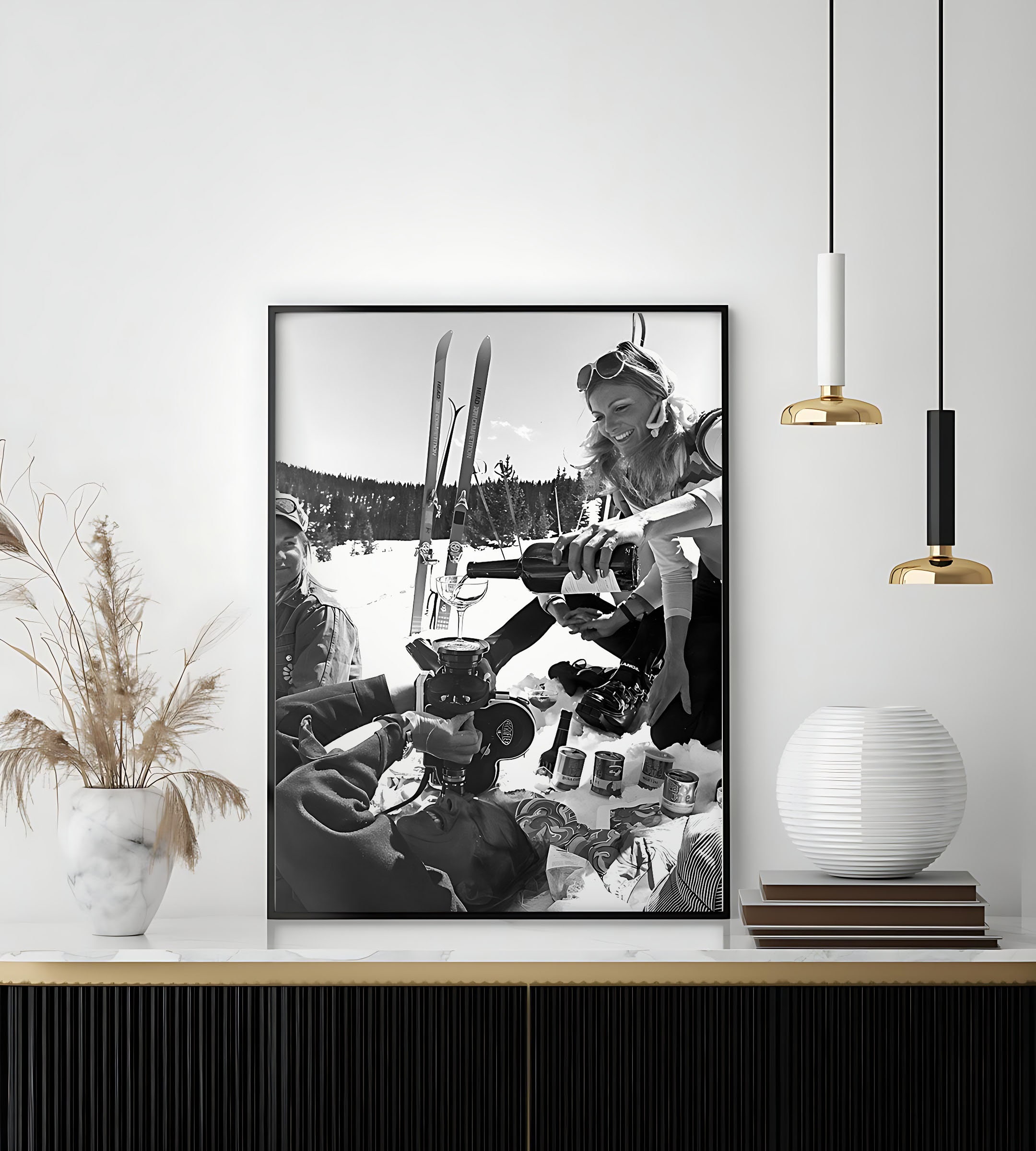 Vintage Apres Ski Print, Bar Cart Print, Black and White, Ski Photo ...