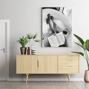 Woman Drinking Wine & Reading in Bathtub Print, Feminist Poster, Black and White, Cocktail Wall Art, Girls Bathroom Decor, Digital Download