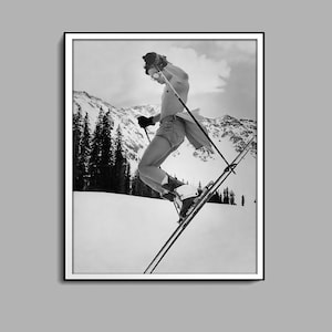 Vintage Ski Poster, Digital Download, Ski Print, Ski Wall Art, Ski Home Decor, Printable Art, Ski Lodge Wall Decor, Snow Poster, Vintage Art