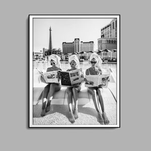 Woman Reading Newspaper Print, Black And White, Luxury Wall Art, Summer Prints, Digital Download, Chic Room Decor, Fashion Photography