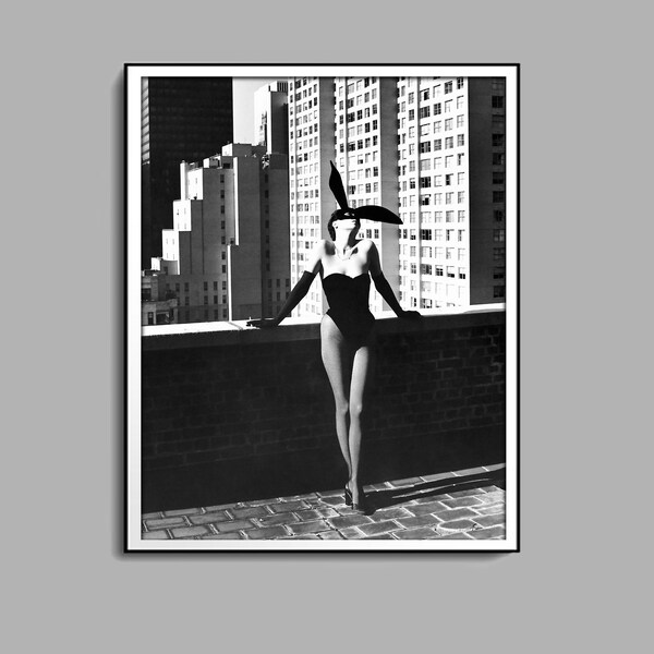 Helmut Newton Print, Elsa Peretti in New York Poster, Black and White, Feminist Poster, Vintage Fashion Print, Chic Print , Girl Room Decor