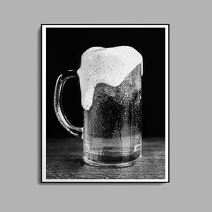 Plakat z piwem, wydruk wózka barowego, czarno-biały, sztuka ścienna z alkoholem, wydruk artystyczny, plakat z alkoholem, dekoracja pokoju Speakeasy, sztuka ścienna do jadalni