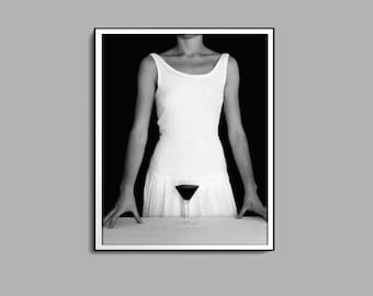 Woman Drinking Wine Poster, Black And White, Vintage Bar Decor, Feminist Print, Alcohol Wall Art, Teen Girl Room Decor, Bar Cart Print, Wine