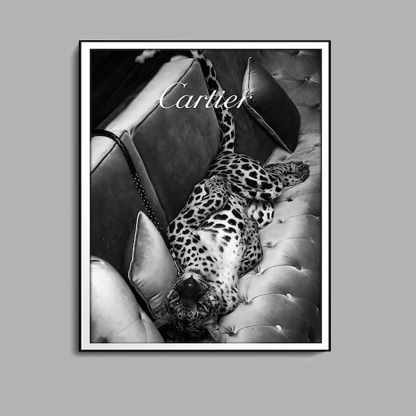 Panther on the Sofa Print, Cheetah Poster, High Fashion Print, Luxury Wall Art, Vintage Photography, Hypebeast Room Decor, Digital Download