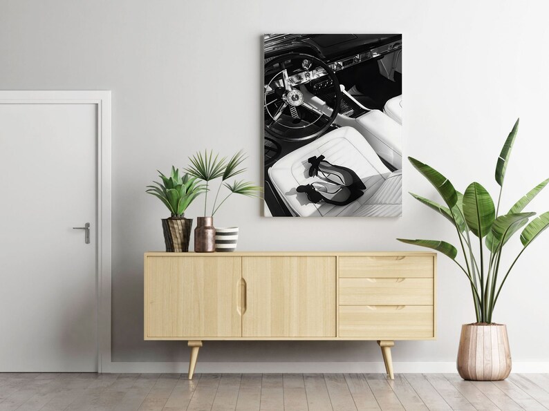 Vintage Car Poster, Black and White, Fashion Print, High Heels, Feminist Wall Art, Teen Girl Room Decor, Printable Wall Art, Luxury Prints