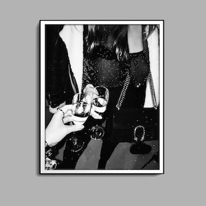 Disco Champagne Vintage Poster, Black And White, Feminist Print, Bar Cart Print, Champagne Print, Girl Room Decor, Alcohol Wall Art, Canvas