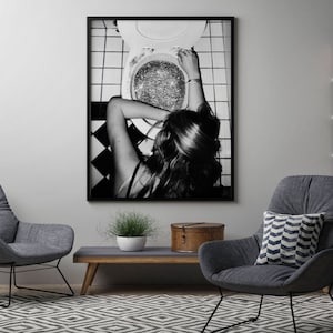 After the Disco Party Print, Black and White, Funny Bathroom Wall Art, Bar Poster, Girls Bathroom Decor, Teen Girl Bedroom, Digital Download