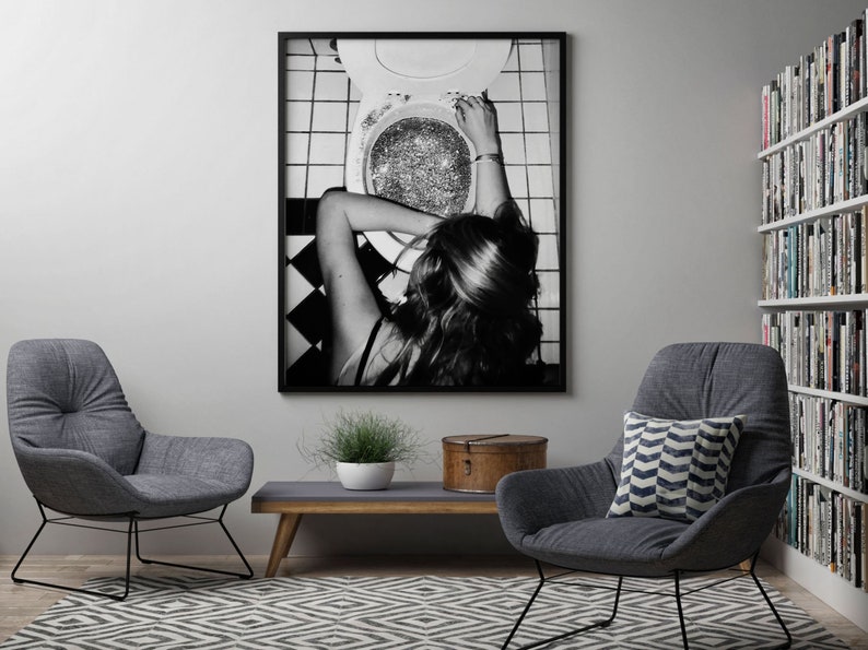 After the Disco Party Print, Black and White, Funny Bathroom Wall Art, Bar Poster, Girls Bathroom Decor, Teen Girl Bedroom, Digital Download