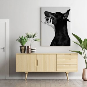 Doberman Pinscher Poster, Black and White, Luxury Fashion Print, Doberman Wall Art, Teen Girl Room Decor, Dog Print, Digital Download, Gifts