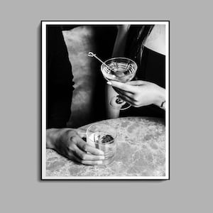 Plakat Martini, czarno-biały, wydruk na wózku barowym, sztuka ścienna Martini, pobieranie cyfrowe, sztuka ścienna koktajlowa, wystrój baru w stylu vintage, plakat do druku