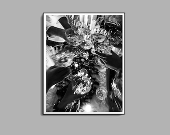 Cheers Print, Black and White, Champagne Poster, Vintage Bar Print, Cocktail Wall Art, Bar Cart Print, Alcohol Wall Decor, Digital Download