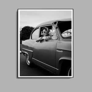 Black and White Fashion Print, Feminist Poster, Classic Car Print, Retro Wall Art, Luxury Wall Decor, Teen Girl Room Decor, Digital Download