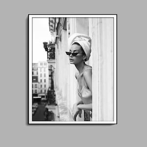 Woman in the Window Print, Black and White, Fashion Poster, Vintage Photography Prints, Teen Girl Room Decor, Digital Download, Feminist Art