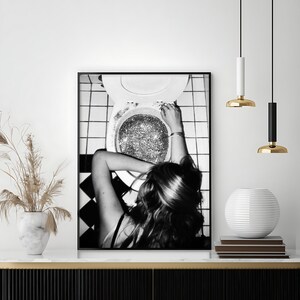 After the Disco Party Print, Black and White, Funny Bathroom Wall Art, Bar Poster, Girls Bathroom Decor, Teen Girl Bedroom, Digital Download