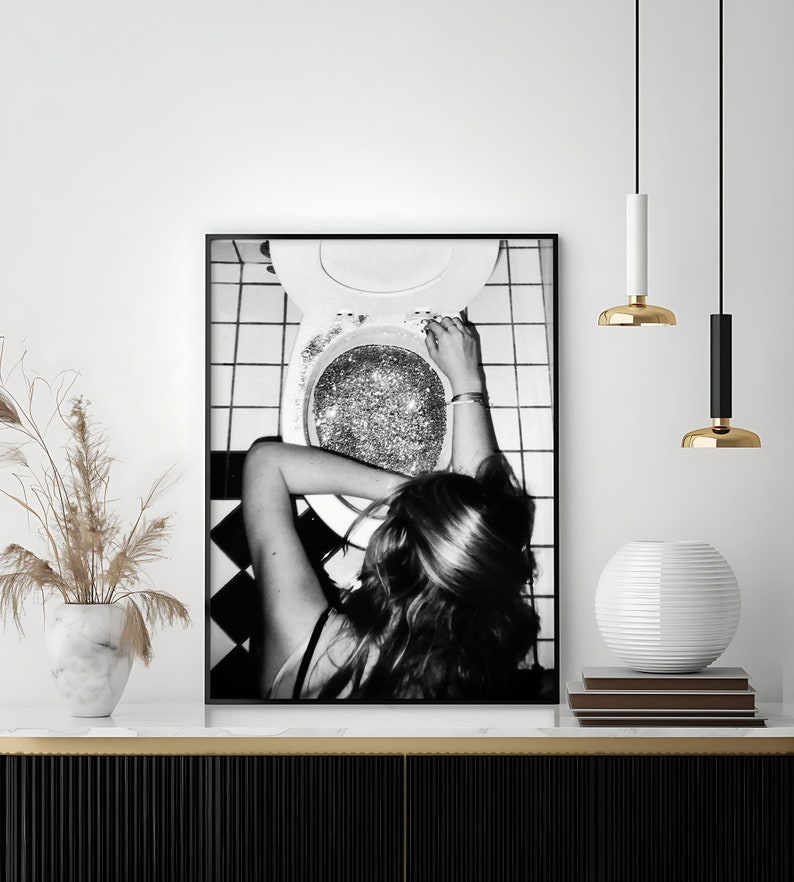 After the Disco Party Print, Black and White, Funny Bathroom Wall Art, Bar Poster, Girls Bathroom Decor, Teen Girl Bedroom, Digital Download