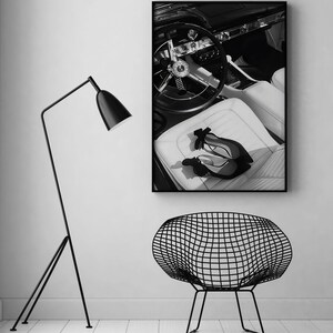 Vintage Car Poster, Black and White, Fashion Print, High Heels, Feminist Wall Art, Teen Girl Room Decor, Printable Wall Art, Luxury Prints