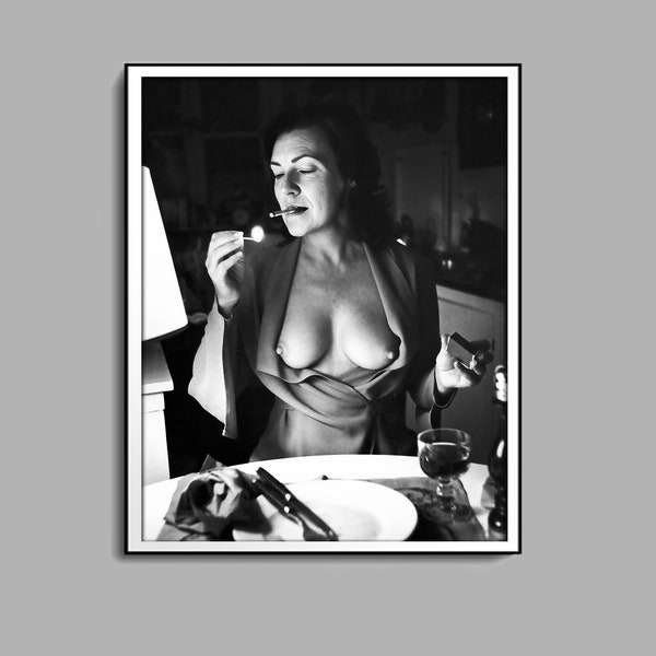 June Newton, Paris 1972 Helmut Newton affiche, art mural noir et blanc, impression vintage, impressions photographie, décoration de chambre de filles, mode vintage