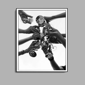 Cheers print, zwart-wit, cocktailmuurkunst, barwagen print, alcohol poster, vintage bar decor, eetkamer kunst aan de muur, digitale download