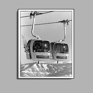 VINTAGE ASPEN GONDOLA fotoprint, digitale download, afdrukbare kunst, vintage skikunst, ski Home decor, Ski Lodge muur decor, ski poster canvas