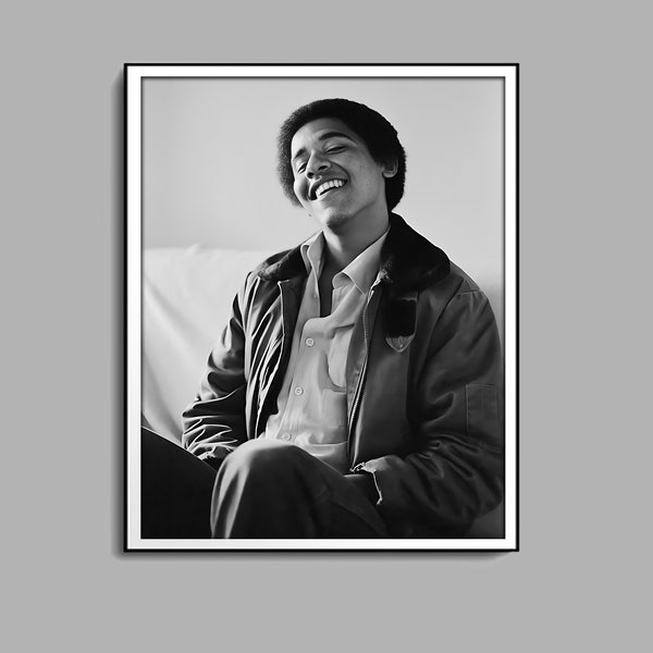 Young Barack Obama Print, Black And White, Barack Obama Poster, Vintage Print, Digital Download, Vintage Obama Poster, Printable Wall Decor