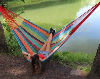 Hamaca de verano de tamaño extra para vacaciones en familia, color hecho a mano, vida en el hogar, relajación al aire libre, piscina, columpio junto al mar, barbacoa, muebles, decoración, frío