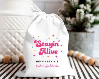 Stay Alive Recovery kit -Hangover Ki - Bachelorette Party Bags - Hen Party Bags - Stag Party Favors-Disco Bachelorette Party-Over Night bags