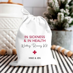 Kit di recupero per malattia e salute - Kit per postumi di una sbornia - Bomboniere per matrimonio - Bomboniere per addio al nubilato - Kit di recupero - Borsa di benvenuto per matrimonio