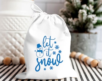 Let it Snow-Christmas favor bag-Holiday party gift bags-Snowflake Favor Bag-Christmas party bag-Candy treat bags