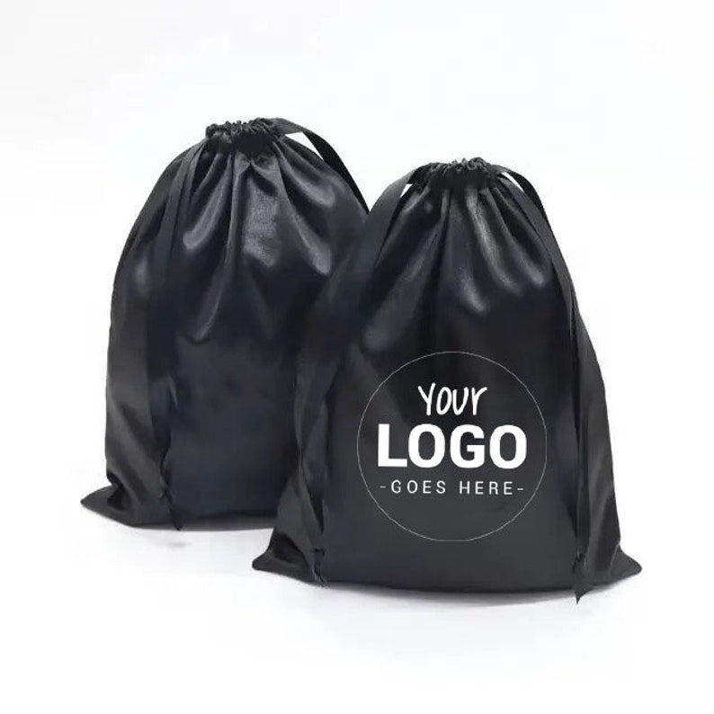 Set of 20/30/50/100 Personalized Logo Drawstring Bag, Satin Bag, Custom