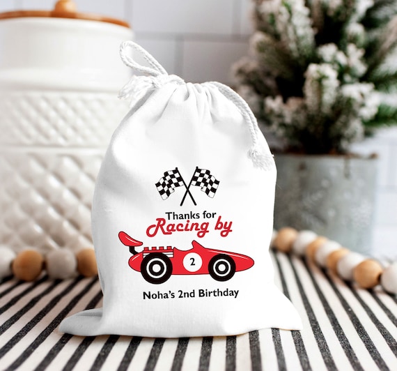 Race Car Bag - Kids Birthday Favors -Customized Goodie Bag -Custom Name -Childrens Name Bag -Kids Party Favor bag