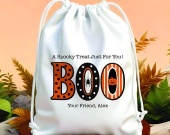 BOO - Trick or Treat Halloween-feesttasje - Custom Treat Bag - Snoepzakje - Custom Halloween-cadeauzakje - Goodiebag
